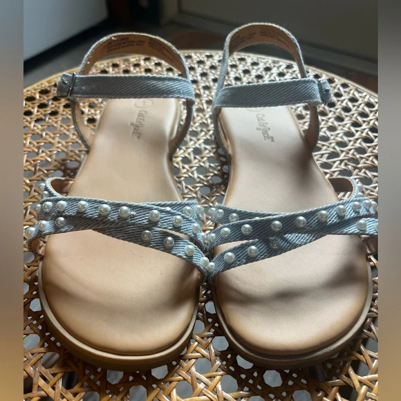 Like new pearl denim girls sandals size 1 - Picture 4 of 6
